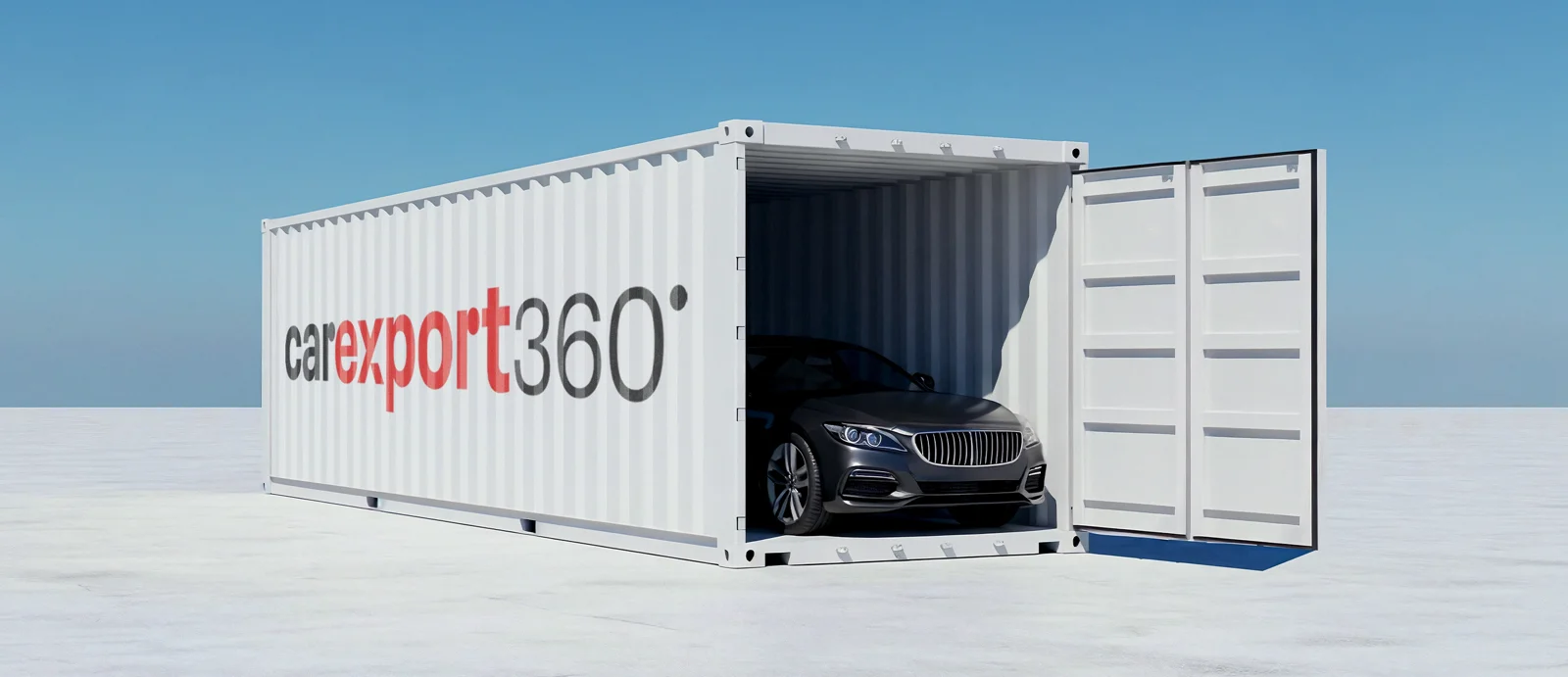 Vehicle being loaded into a shipping container at a UAE port for export to Europe with professional international car shipping services.